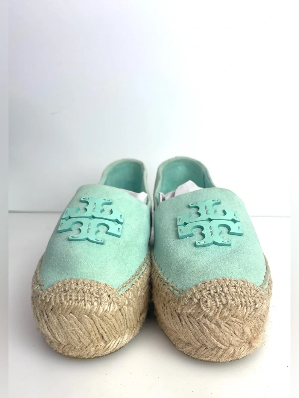 Tory Burch Ines Suede 1.75”H Platform Espadrille Size 5 In Seabubble/ Aqua mint